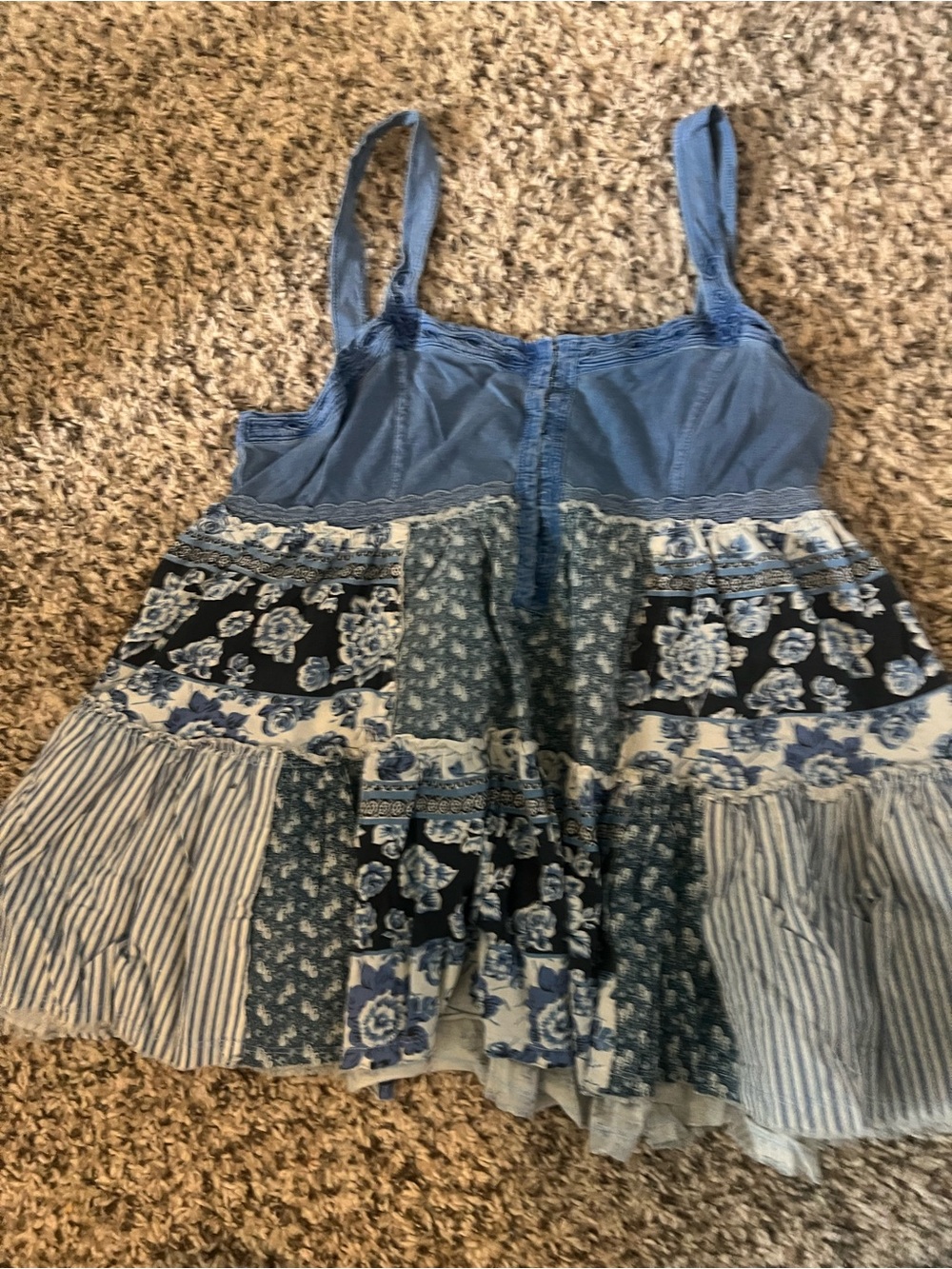 Free People Blue Patchwork Floral Camisole